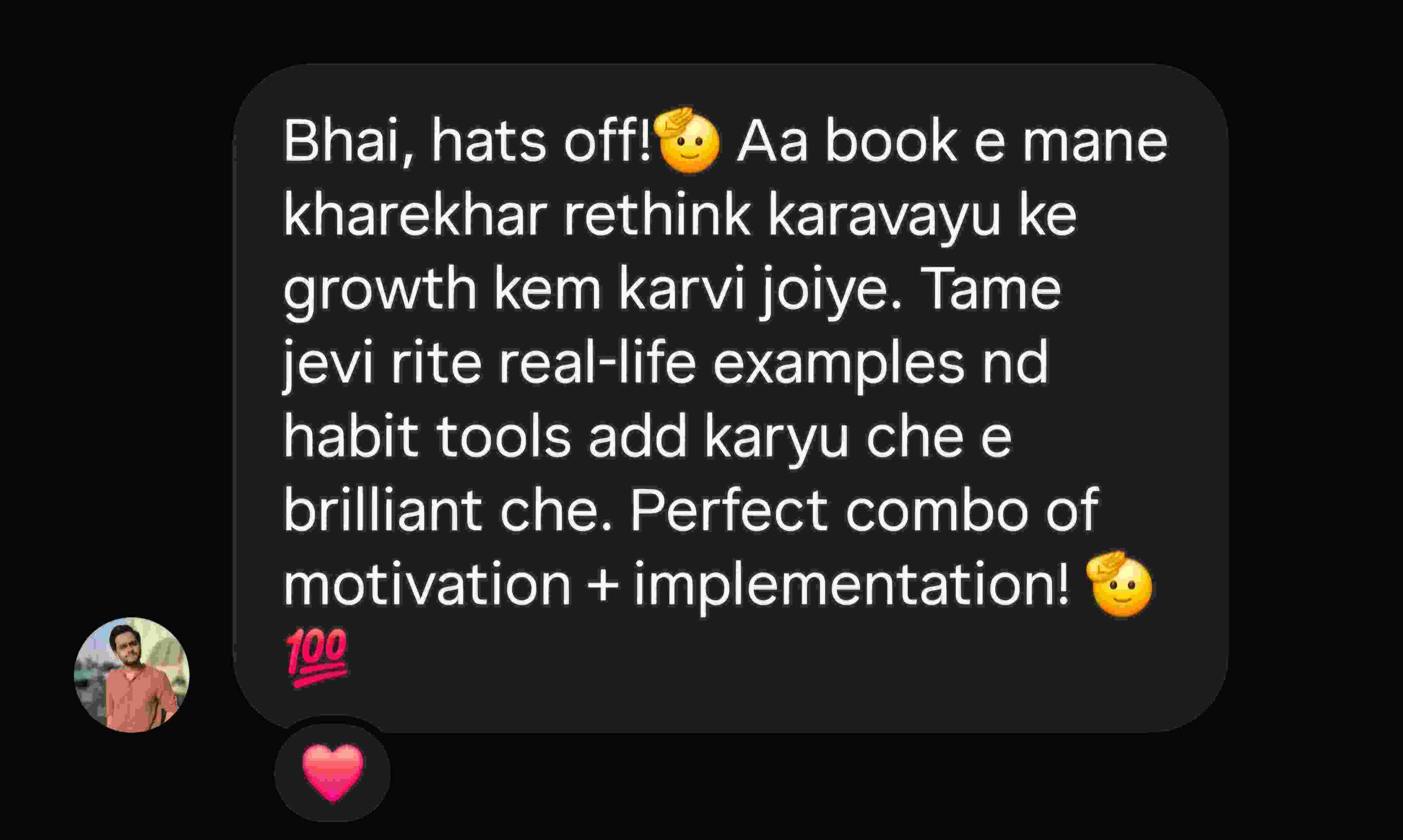 Instagram testimonial about practical habit tracking