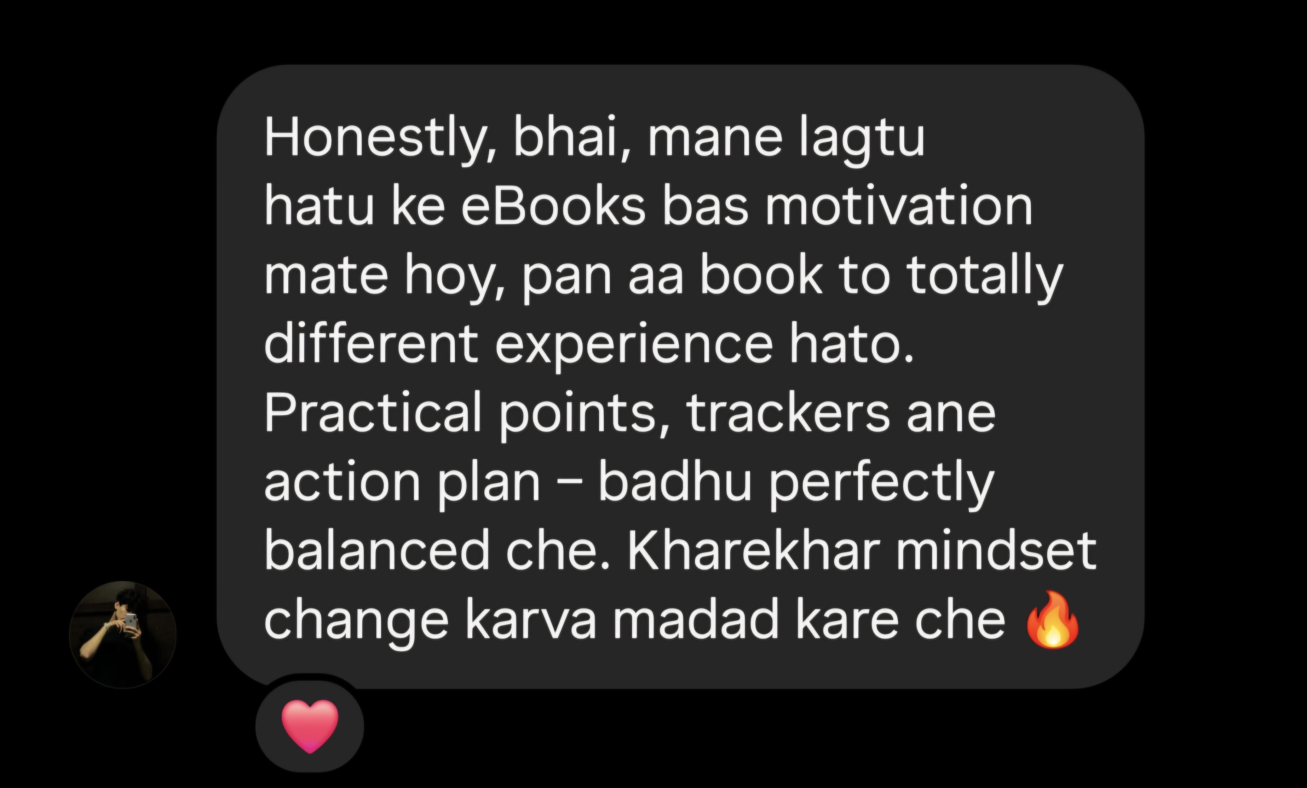 Instagram testimonial about book being a life companion